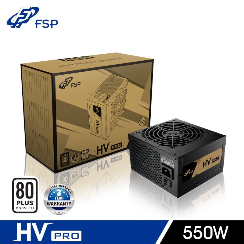 Fuente de alimentación para Pc FSP HV PRO 550W 80+ White Ventilador silencioso de 120mm